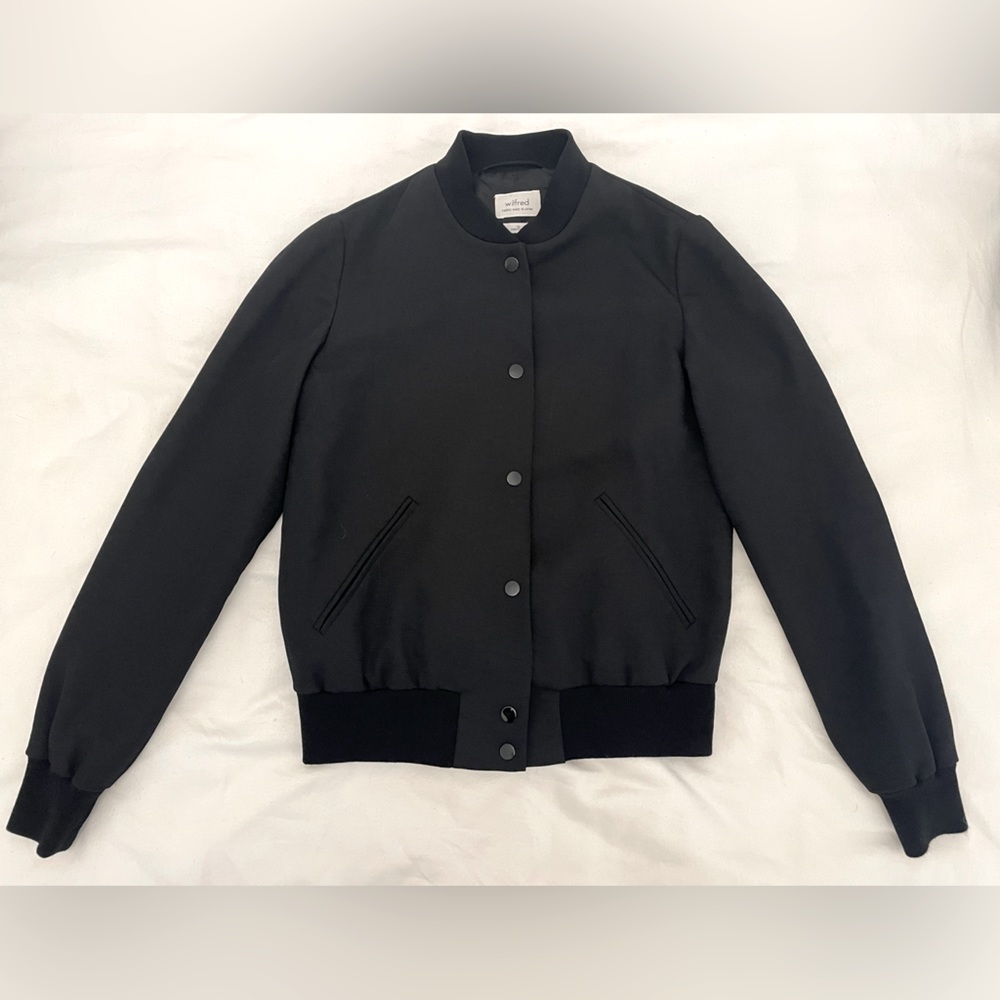 Wilfred Aritzia Black Poussin Bomber Jacket sz XS